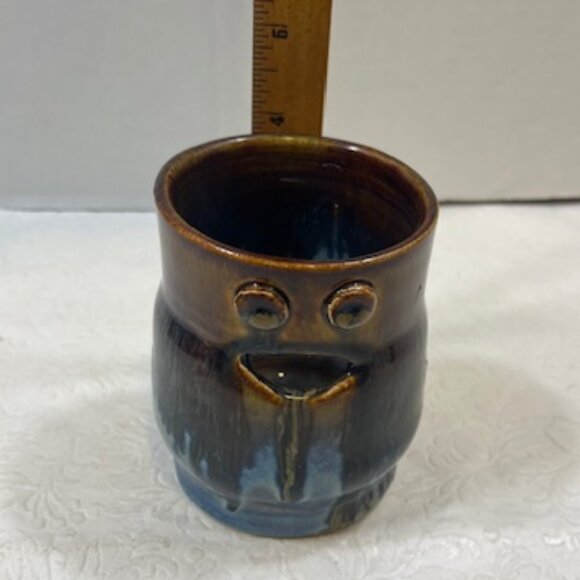 VTG Handmade Glossy Face Art Pottery Ceramic Candle Holder, Nick Knacks, etc 4" - Picture 7 of 12